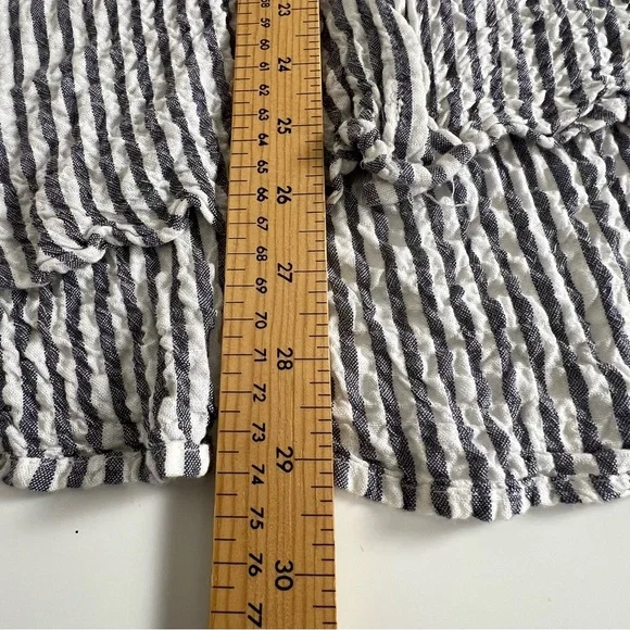 Jane and Delaney Large Elegant gray and White Striped Button Down Shirt - Picture 6 of 7